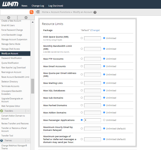 cpanel package