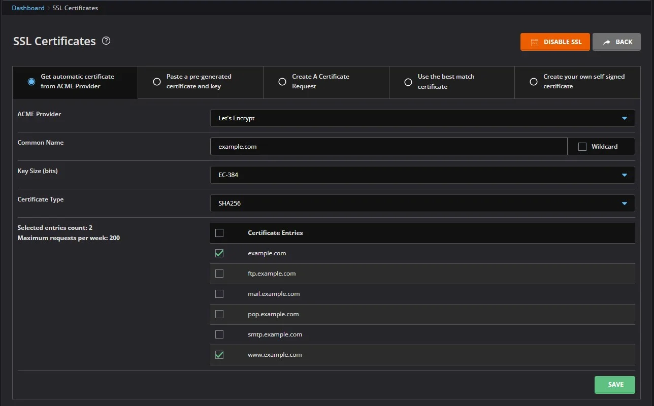 نصب گواهینامه SSL در دایرکت ادمین روش Lets Encrypt برای نصب گواهینامه SSL در دایرکت ادمین