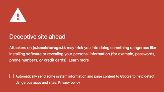 بررسی پیغام Deceptive Site Ahead
