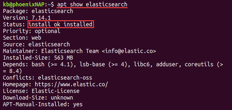 apt show <package name>