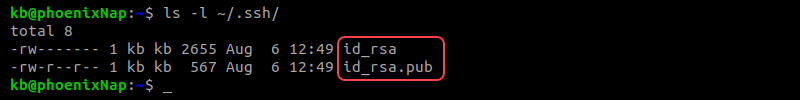 public and private key in the ssh folder
