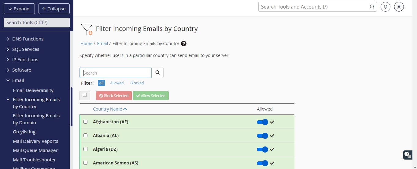 بلاک کردن ایمیل در cpanel