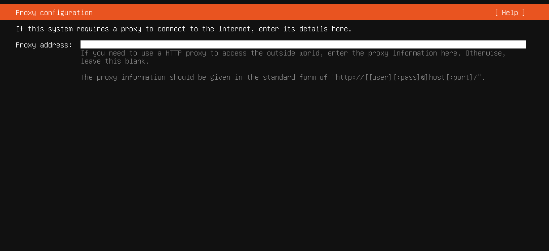 وارد کردن پروکسی در هنگام نصب Ubuntu 24