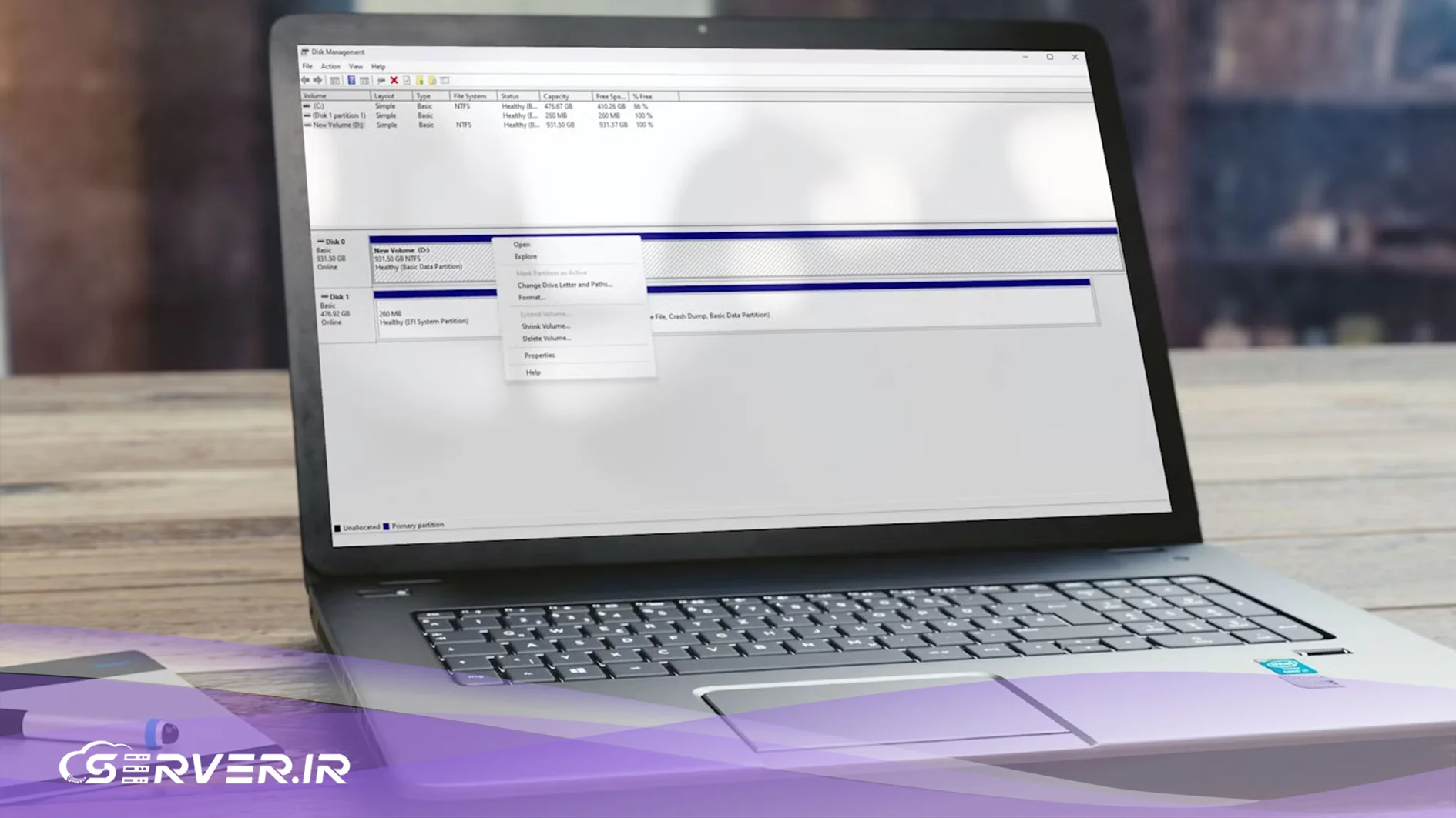 disk management و مشکل غیرفعال بودن Extend Volume