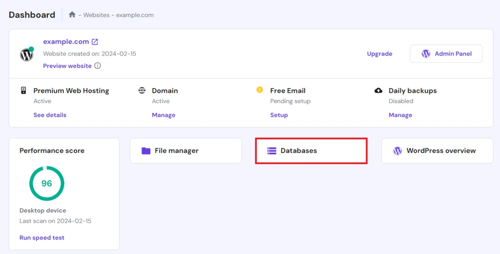 بخش دیتابیس - انتقال وردپرس