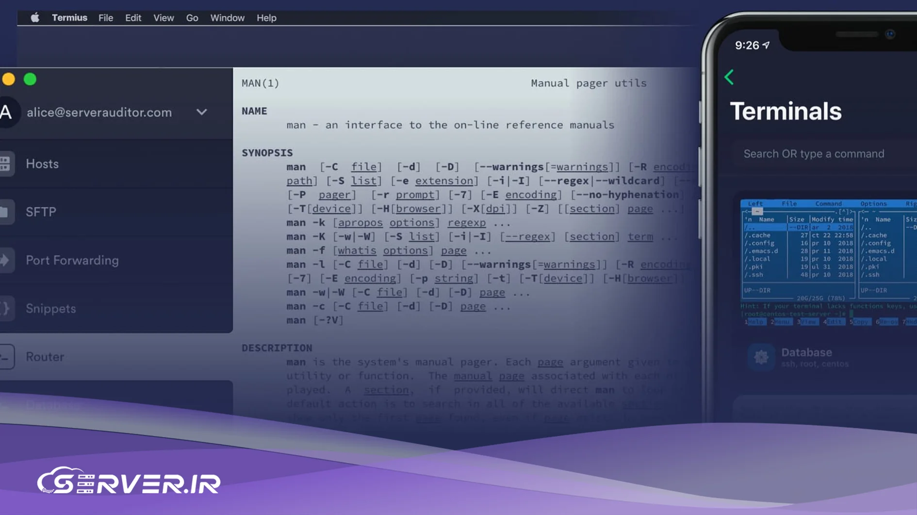انتقال فایل با Termius